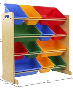 Humble Crew, Natural/Primary Kids' Toy Storage Organizer with 12 Plastic Bins, 34*35*15.5inch 42 51ZrpU15JRL
