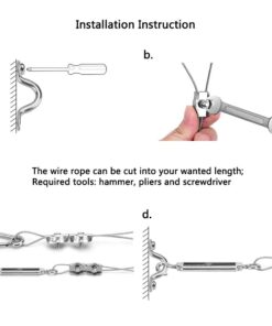 Litcher Globe String Light Suspension Kit, Outdoor Light Guide Wire, Vinyl Coated Stainless Steel Steel Cable,Include 150fts Transparent PVC and 304 Stainless Steel Wire Cable, Turnbuckle and Hooks 28 51a6cjNDdvL