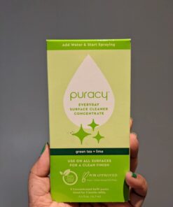 Puracy Everyday Surface Cleaner Concentrate Packettes, Makes 32 Ounces of Streak-Free Natural Household Multi-Surface Cleaner, Plastic-Free, Nontoxic, Green Tea & Lime, 2-Pack (Makes 32 fl oz) 0.5 Fl Oz (Pack of 2) 27 51aS2h1oW6L