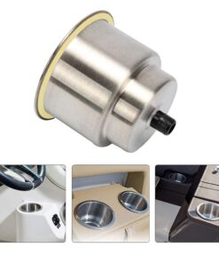 Cup Holder Insert, 2 Pack Stainless Steel Cup Drink Holders, Brushed Bottle Holders with Drain for Marine Boat, Yacht, Truck, RV, Seat 8 51aSkLjX7SL