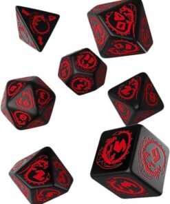 Alternative view of Q Workshop Dragon Black & red RPG Ornamented Dice Set 7 Polyhedral Pieces