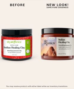 Sky Organics Indian Healing Clay with Detoxifying Bentonite Clay for Face, 100% Pure to Detoxify, Purify & Cleanse, 16 Oz. 1 Pound (Pack of 1) 30 51aubAM2qDL 1