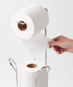 iDesign Classico Metal Toilet Tissue Roll Reserve Organizer for Bathroom, Compact Organizer, Holds 4 Rolls of Toilet Paper, Chrome Set of 1 24 51bN8vwA9JL