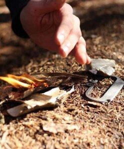 KonvoySG Flint and a Steel Striker Made from Carbon Steel Traditional Hand Forged Fire Starter Comes with English Flint Stone and Emergency Tinder Jute Carry Bag 17 51bkHkdkExL