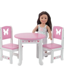 Emily Rose 18 Inch Doll Kitchen Table and 2 Chair Dining Set | 18-in Doll Furniture Accessory - Butterfly Theme 25 51brb8p3GgL