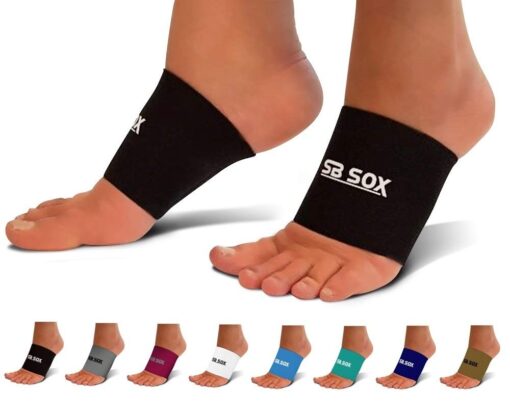 SB SOX Plantar Fasciitis Arch Support Sleeves for Women & Men (1 Pair) – Compression Sleeves for Plantar Fasciitis Relief and Arch Support for Everyday Use Black Medium