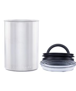Planetary Design Airscape Stainless Steel Coffee Canister | Food Storage Container | Patented Airtight Lid | Push Out Excess Air Preserve Food Freshness (Medium, Brushed Steel) Medium 28 51c71lXYYDL