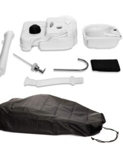 SereneLife Portable Camping Sink w/Towel Holder & Soap Dispenser - Hand Wash Basin Stand w/Rolling Wheels - For Outdoor Events, Gatherings, Worksite & Camping White Standard Towel Holder & Dispenser 27 51cHIBkBTjL