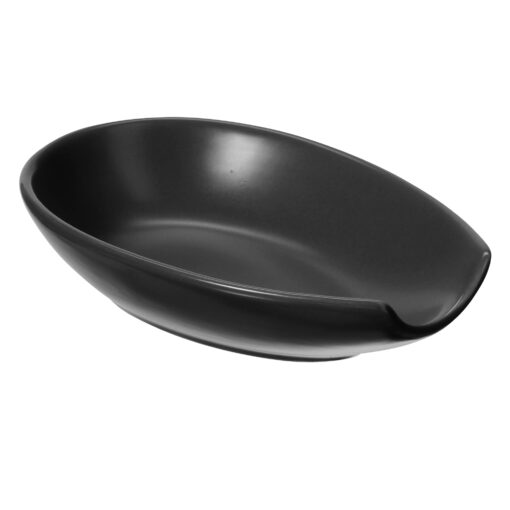 OGGI Spooner Ceramic Spoon Rest- Spoon Rest for Stove Top, Spoon Holder for Countertop, Kitchen Decor for Counter, Coffee Bar Accessories, Black