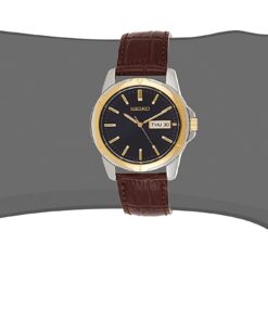 Seiko Men's SNE102 Stainless Steel Solar Watch with Brown Leather Strap Black 13 51cPV 11MmL