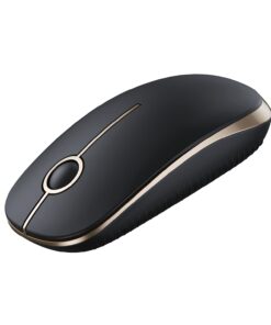 VssoPlor Wireless Mouse, 2.4G Slim Portable Computer Mice with Nano Receiver for Notebook, PC, Laptop, Computer (Black and Gold) Black and Gold 26 51cWy6Ui9cL
