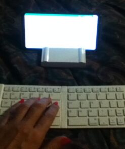 IKOS Folding Bluetooth Wireless Keyboard Slim Pocket Portable Travel Foldable Full Size Keyboard with Stand Holder for iPhone6-13 Max iPad Mini/Pro/Air, iOS Android Windows Laptop Smartphone/Tablet 54 51ci1LFzzRL