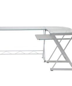 Techni Mobili L Shaped Desk with Keyboard Tray - Efficient Work from Home Desk - Glass L Shaped Desk - Professional Work Desk For Home Office - Versatile Glass Corner Desks for Home Office 27 51d TmMeSyL