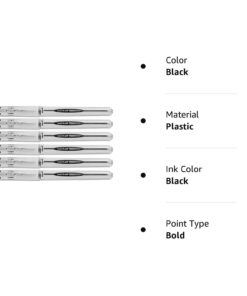 Uni-Ball Vision Elite Stick Roller Ball Pens, Bold Point, Black Ink, 6 Pens 9 51d b4qHYyL