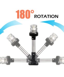 Young Marine 9 inch 3 Nautical Mile White LED Fold Down Boat Stern Light Boat Anchor Light for Pontoon and Fishing Boat Navigation Anchor Lights All Round 360° White LED 12-24V 9" Foldable 19 51d4 ceuPzL