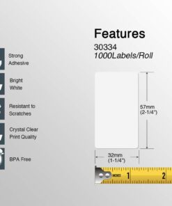 Alternative view of BETCKEY - Compatible DYMO 30334 (2-1/4" x 1-1/4") Multipurpose Barcode & FNSKU Labels, Perforated, Compatible with DYMO Labelwriter 450, 4XL, Rollo & Zebra Desktop Printers [10 Rolls/10000 Labels] 10-rolls (10000 Labels)