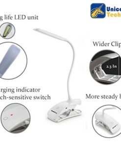 Clip Desk Lamp Table LED Bulb Lamps Set USB Outlet White Modern Shade Gooseneck Dimmable Light Clamp Base Touch Sensor Switch Charging Battery Office Room Bedroom Dorm Kids Small Girls Study Reading 28 51d6LUx77EL