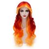 MQ Women Orange Yellow Wigs, Long Curly Wavy Wig for Girls 29.5 Inch Colorful Wigs Cosplay Costume Party Fluffy Wig Synthetic Charming Heat Friendly Ombre Wigs (Yellow to Orange to Red) 19 51dAfhKASSL