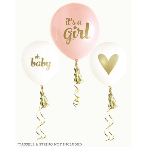 Gold Girl Baby Shower Balloons (set of 3)