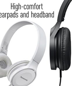 Panasonic On Ear Stereo Headphones RP-HF100M-W with Integrated Mic and Controller, Travel-Fold Design, Matte Finish, White One size 12 51dEJxabEL