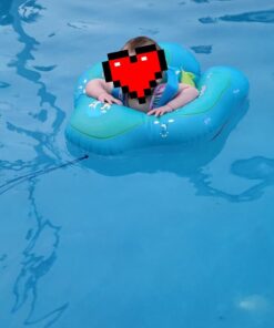 Free Swimming Baby Inflatable Baby Swim Float with Sun Canopy Size Improved Infant Pool Floaties Swimming Pool Toys for The Age of 3-72 Months(Blue, L) Blue Large 25 51dUSIOVOhL