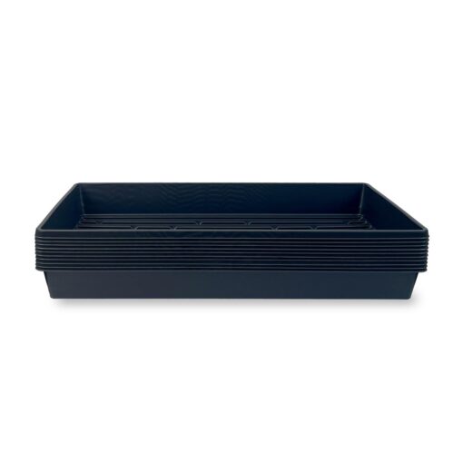 10 Plant Growing Trays (No Drain Holes) - 20" x 10" - Perfect Garden Seed Starter Grow Trays: for Seedlings, Indoor Gardening, Growing Microgreens, Wheatgrass & More - Soil or Hydroponic Black No drain holes