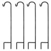 Ashman Shepherd's Hooks 35 Inch (4 Pack), Black, Made of Premium Metal for Hanging SolarLights, Bird Feeders, Mason Jars, Christmas Lights, Lanterns, Garden Stakes and Wedding Décor. 4 Pack