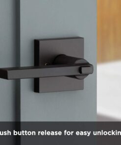 Kwikset 91560-029 Halifax Slim Square Keyed Entry Lever Featuring Smartkey, Iron Black Matte Black Square Rose Old Version 34 51dhQw536gL