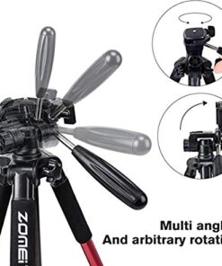 55" Tripod Q111 Travel Camera Tripod with 3-Way Pan Head and Phone Holder Mount for Gopro,Projector,Smartphones Webcam,Spotting Scopesto Live Broadcast and DSLR EOS Canon Nikon Sony Samsung(Red) 55" Red 22 51dlIDeCQ9L