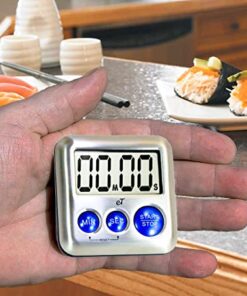 Elegant Digital Kitchen Timer Stainless Steel - Plumberry - Strong Magnetic Back - Kickstand - Loud Alarm - Large Display - Auto Memory - Auto Shut-Off - Model eT-24 (Plumberry) by eTradewinds 20 51dy33bNXAL