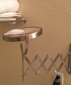 JERDON Two-Sided Wall-Mounted Makeup Mirror - Makeup Mirror with 7X Magnification & Extendable Arm - 8-inch Diameter Mirror with Nickel Finish Wall Mount - Model JP2027N 33 51e8sDRUDhL