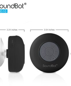 SoundBot SB510 HD Water Resistant Bluetooth Shower Speaker, Handsfree Portable Speakerphone with Built-in Mic, 6hrs of Playtime, Control Buttons and Dedicated Suction Cup for Showers (Black) Black 30 51e9dvWclgL