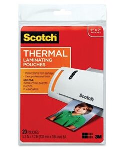 Scotch Thermal Laminating Pouches, 5 Inches x 7 Inches, 40 Pouches