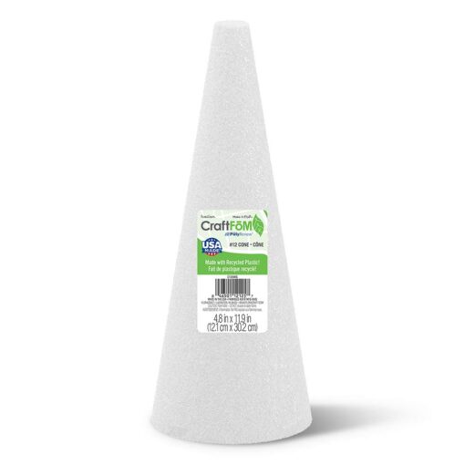 FloraCraft CraftFōM Cone 4.8 Inch x 11.9 Inch White 12 x 5"