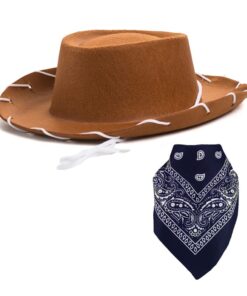 Funny Party Hats Cowboy Hat for Kids- Western Hat - Kids Cowboy Hat -Sheriff Hat - Children's Cowboy Costume Dress Up Brown Cowboy Hat & Navy Bandanna 11 51eH7KtCYL