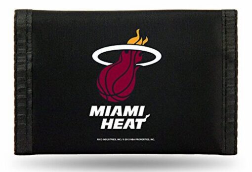 Rico Industries NBA Basketball Nylon Tri-Fold Wallet Miami Heat