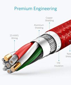 Anker USB C Cable, PowerLine+ USB-C to USB 3.0 cable (3ft/0.9m), High Durability Type C Braided Charging Cable Compatible with Samsung Galaxy S10, S9, Huawei P10, P9, Sony XZ, HTC 10 and More (Red) 3ft Red 40 51eS64bWhwL