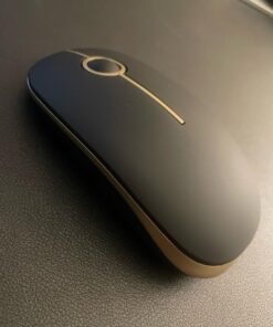 VssoPlor Wireless Mouse, 2.4G Slim Portable Computer Mice with Nano Receiver for Notebook, PC, Laptop, Computer (Black and Gold) Black and Gold 35 51eVJ561OL