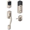 SCHLAGE Connect Camelot Touchscreen Deadbolt with Built-In Alarm and Handleset Grip with Accent Lever, Satin Nickel, FE469NX ACC 619 CAM RH, Works with Alexa Right Camelot 48 51eemEJ10lL