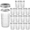 VERONES Mason Jars 8 OZ, 8 OZ Canning Jars Jelly Jars With Regular Lids, Ideal for Jam, Honey, Wedding Favors, Shower Favors, 15 PACK Diamond-15pack-8oz