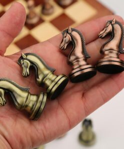 Agirlgle Retro Metal Chess Set with Folding Wooden Chess Board and Classic Handmade Standard Pieces Metal Chess Set for Kids Adult 34 51ep9oNVLhL