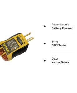 Sperry Instruments GFI6302 GFCI Outlet / Receptacle Tester, Standard 120V AC Outlets, 7 Visual Indication / Wiring Legend, Home & Professional Use, Yellow & Black Pack of 1 Yellow/Black 21 51erBgGySML 5