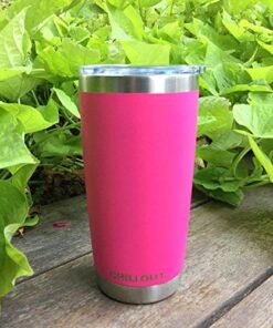 CHILLOUT LIFE 20 oz Stainless Steel Tumbler with Lid - Double Wall Vacuum Insulated Coffee Mug with Splash Proof Lid and Straw for Hot & Cold Drinks, Pink Tumbler 20oz (pack of 1) Hot Pink 18 51esQMi808L
