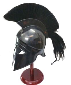 Greek Corinthian Helmet Ancient Medieval Armor Knight Spartan Replica Helmet with Black Plume Rustic Vintage Home Decor Gifts