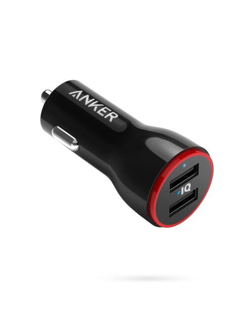 Anker Car Charger Adapter, 24W Dual USB Car Phone Charger, PowerDrive 2 for iPhone 14 13 12 11 Pro Max Mini X XR XS 8 Plus, iPad Pro/Air 2/Mini, Note 5/4, LG, Nexus, HTC and More Black