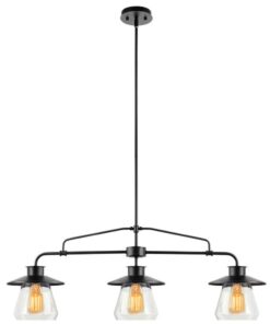 Globe Electric 64845 Nate 3-Light Pendant, Oil Rubbed Bronze, Clear Glass Shades, Bulb Not Included Without Bulb Oil Rubbed Bronze (3-Light) 34 51f9FRv kL