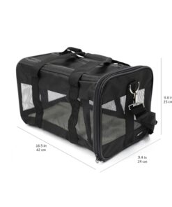 Alternative view of Amazon Basics Soft-Sided Mesh Pet Travel Carrier for Dog, Cat, Medium, 16.5"L x 9.4"W x 9.8"H, Black Without Wheels