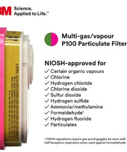 3M P100 Respirator Cartridge/Filter 60926, 1 Pair, Helps Protect Against Organic Vapors, Acid Gases, Ammonia Methylamine, Formaldehyde and Particulates 21 51fciMUefbL