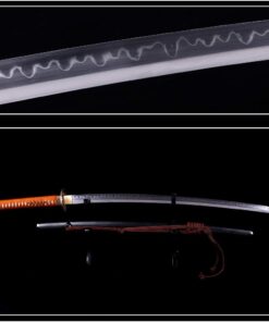 siwode Handmade Katana,Xin New Rope, Full Tang,Japanese Ninja Samurai Real Sword (T10 Clay_Tempered) 40-Inch Hollow Dragon Copper Tang 29 51forIojlRL