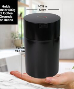 COFFEEVAC 1LB Patented Airtight Multi-use Vacuum Works as Smell Proof Ground Coffee Bean Containers. Black Cap and Body, 1.85-Liter/1.6-Quart Black Cap & Body 19 51fqtWJsdBL